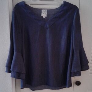 NAIF Deep Blue Flared Sleeve Blouse